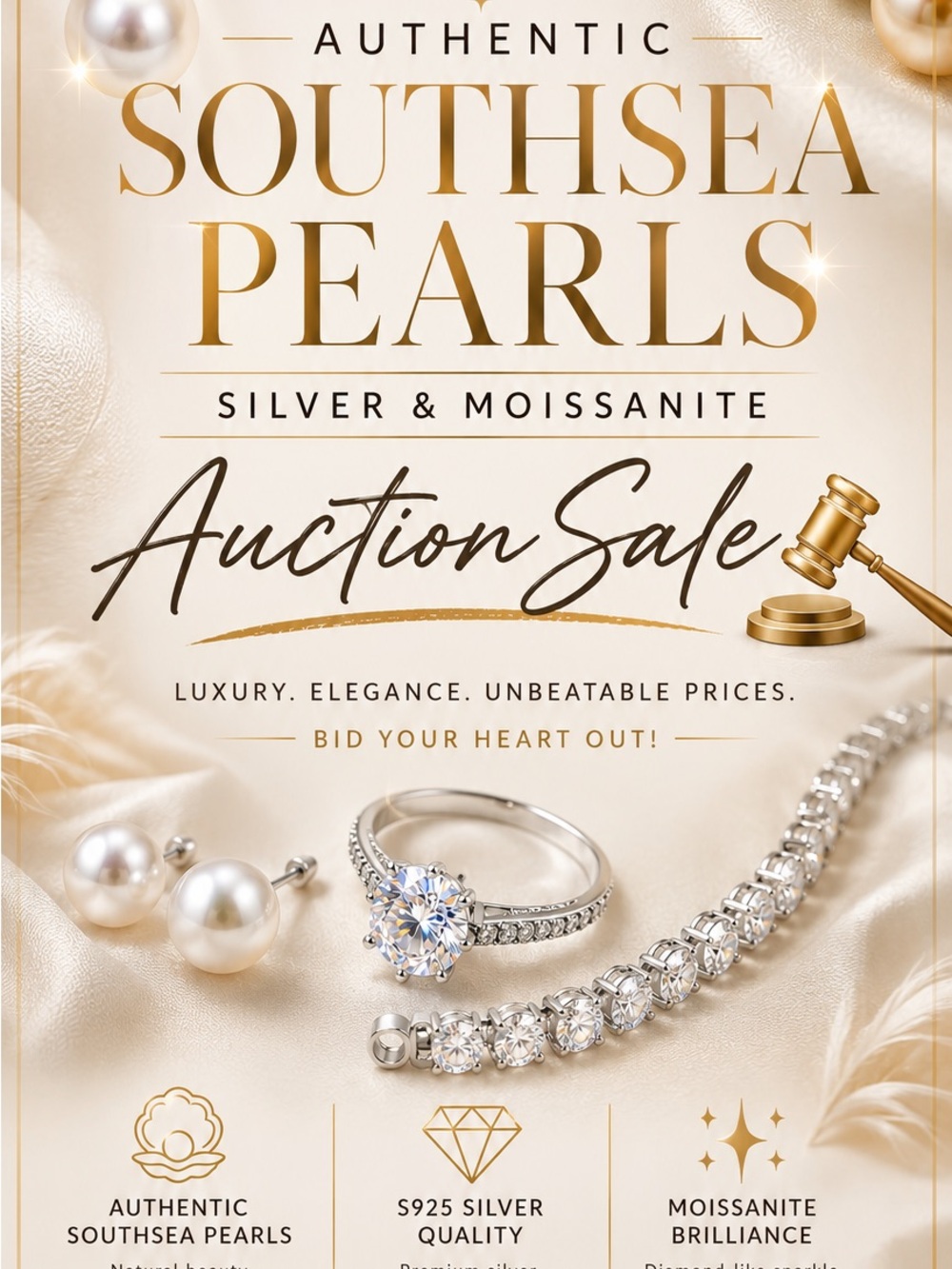 Southsea Pearl & Silver Moissanite Ring - White Pearl Accent